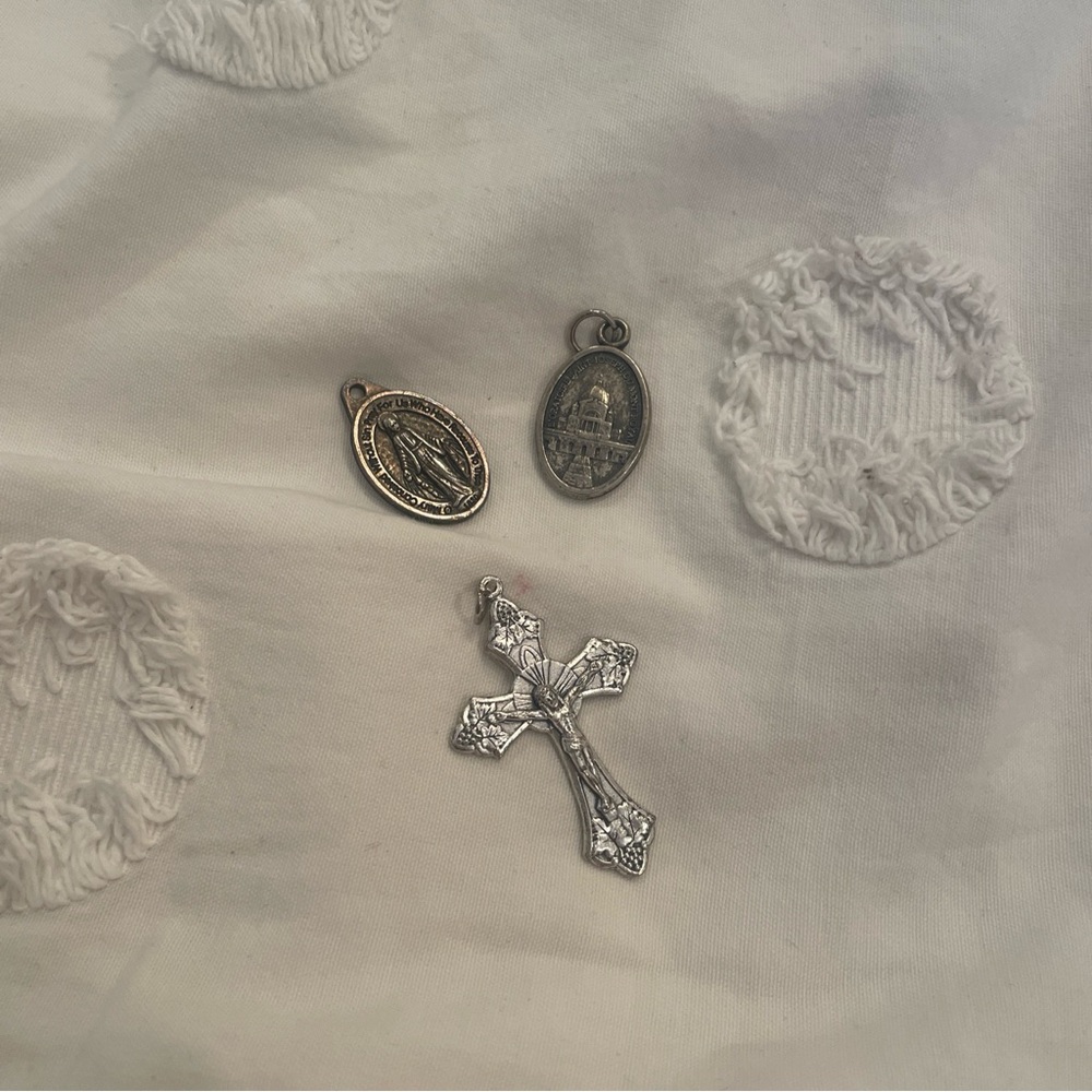 Catholic medallion charms lot of 3 pieces
